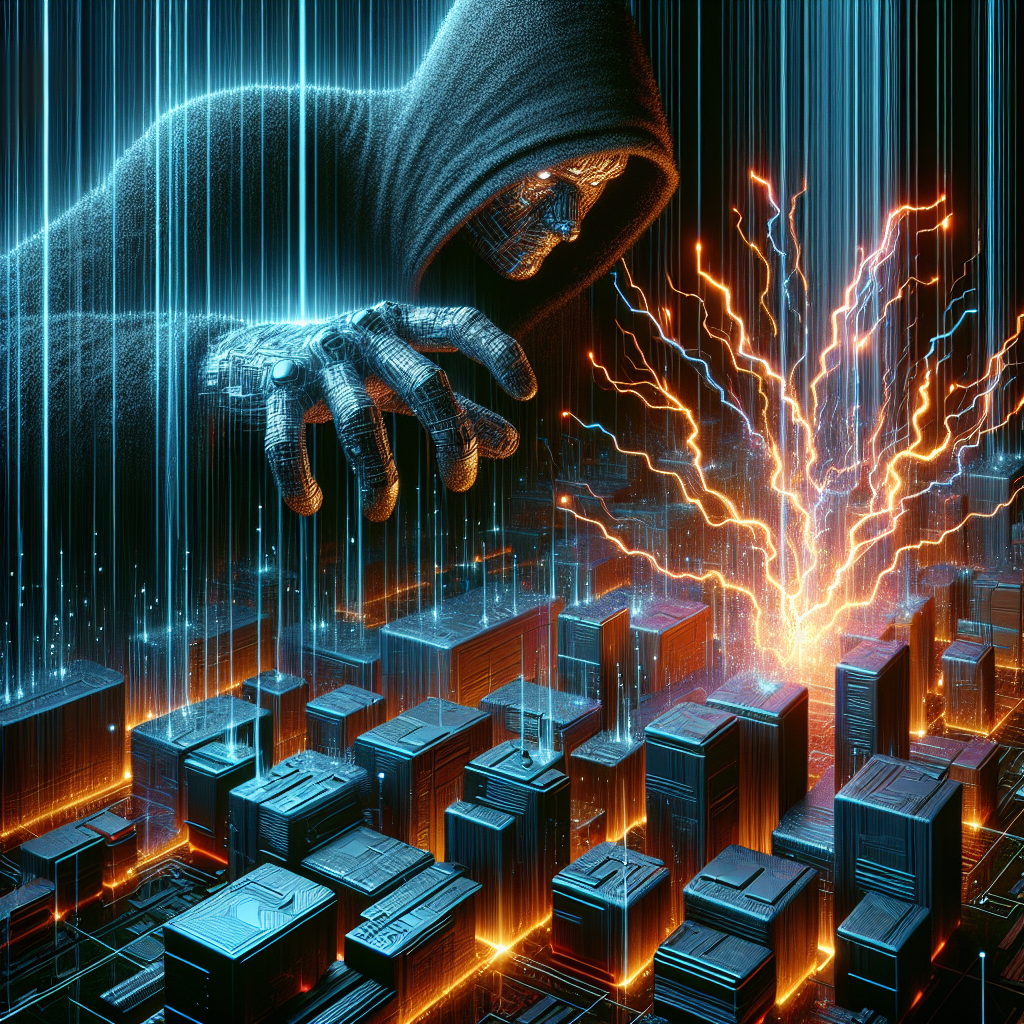 "Illustration of memory corruption vulnerability exploitation by hackers, depicting a digital landscape with highlighted code snippets and warning symbols, representing cybersecurity threats and tactics in computer systems."