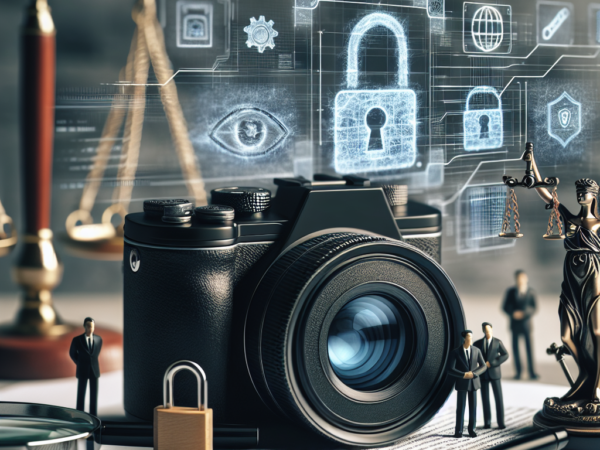 "Security tips for digital cameras: image of a person checking camera settings and cybersecurity measures"