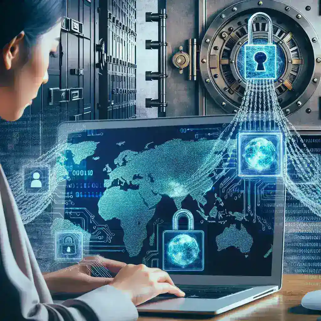 "AI-driven fraud detection system showcasing advanced technology in banking security, illustrating algorithms analyzing data to combat cybercrime and enhance financial safety."