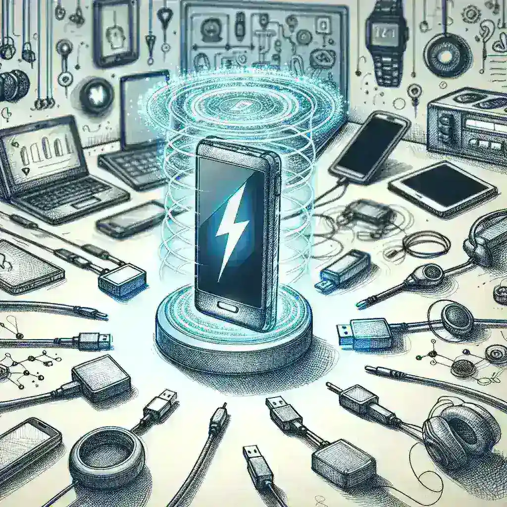 "Diagram illustrating wireless electricity transmission technology eliminating the need for charging cables, showcasing the seamless power transfer between devices and charging stations."