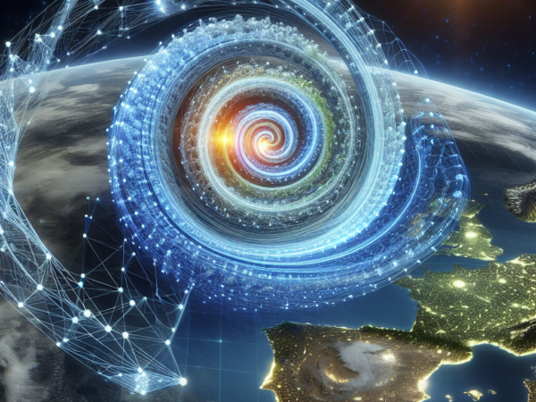 Alt text: "AI 기술을 활용하여 기후 변화 문제를 해결하는 혁신적인 방법과 미래 전망을 다룬 기사 이미지, 다양한 데이터 분석 및 기후 모델링을 포함하여 AI의 역할을 강조"