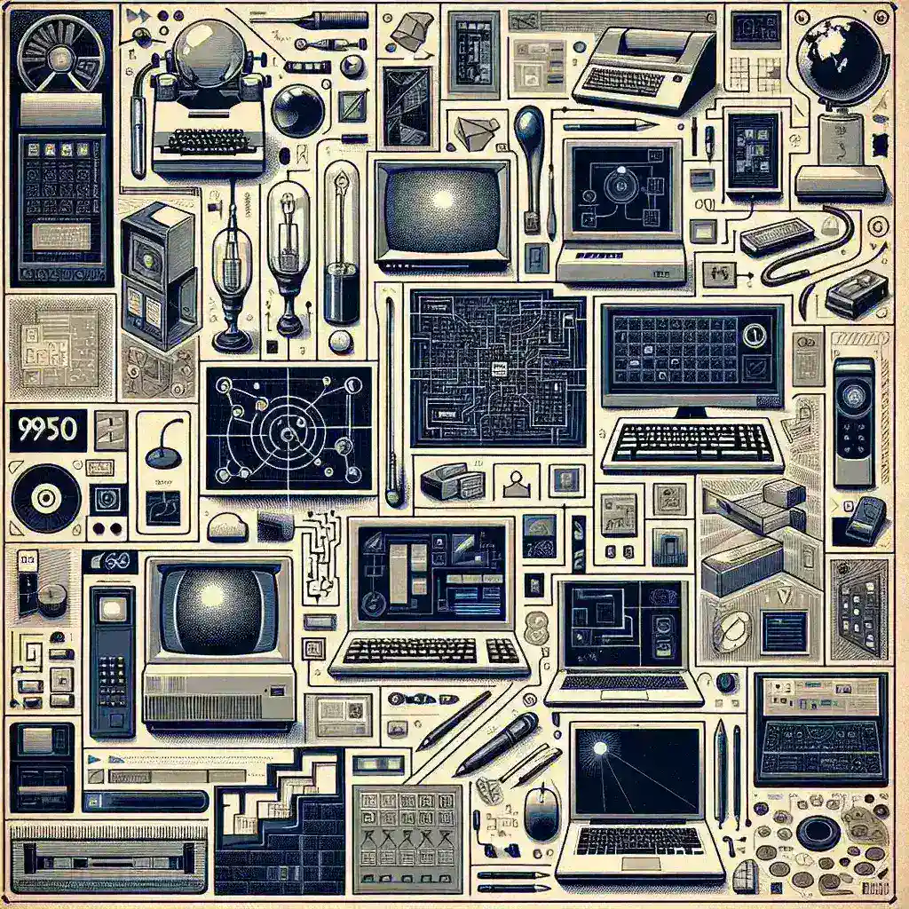 "Illustration of early interface designs influencing modern notebook technology, showcasing vintage sketches and digital evolution in notebook user interfaces."
