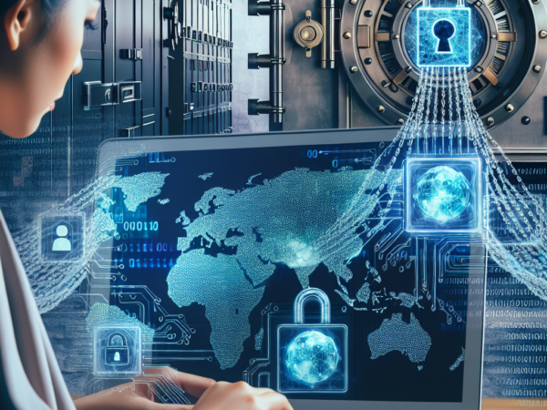 "AI-driven fraud detection system showcasing advanced technology in banking security, illustrating algorithms analyzing data to combat cybercrime and enhance financial safety."